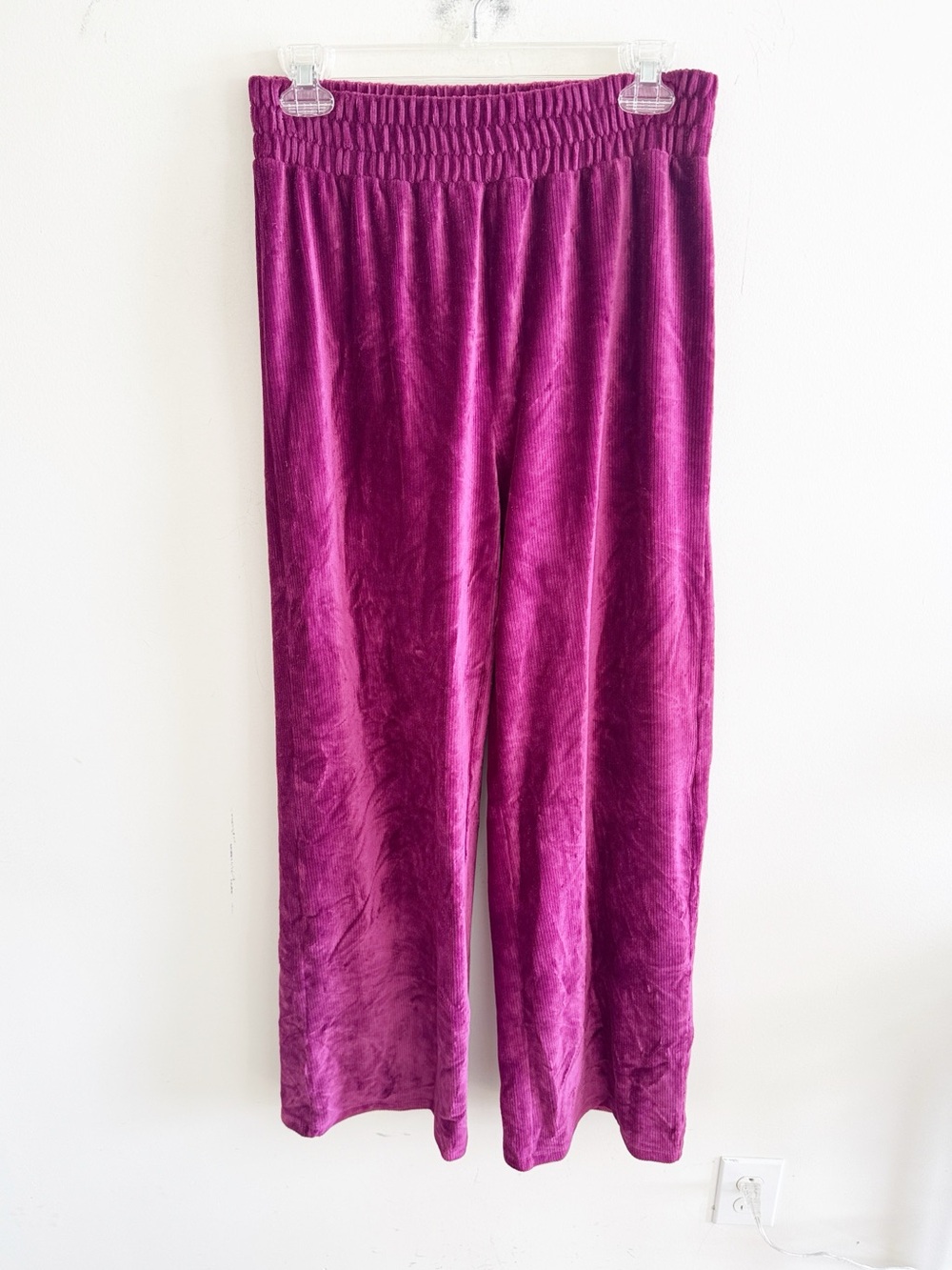 Abound pink ribbed velour wide leg track pants size medium